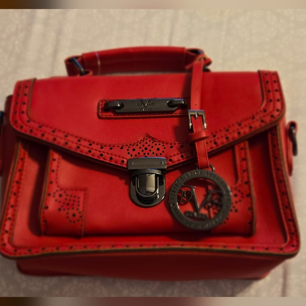 NWT Versace 1969 Italia Perforated Convertible Satchel Crossbody Purse Bag